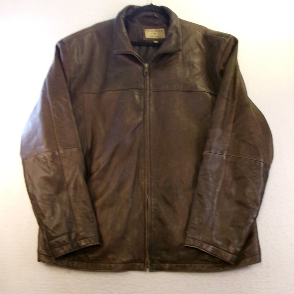 Boston Harbour Mens 3XLT Leather Bomber Jacket‎ Brown Full Zip Outdoorwear